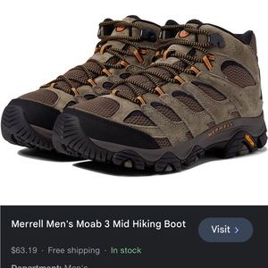 Merrell Men's Moab 3 Mid Hiking Boot